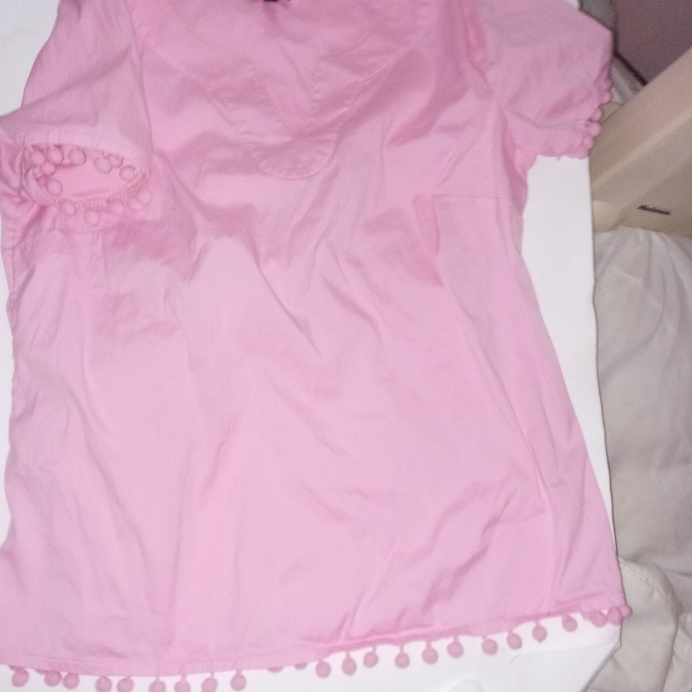 Talbots pom pom V Neck Shirt